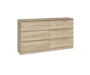 CDF Cajonera Malwa M6 140 | Color: Sonoma roble | Armario para documentos, objetos pequeños | Perfecto para salón, dormitorio, habitación de niños, adolescentes y oficina | 6 cajones espaciosos
