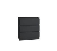 CDF Cómoda 3 Cajones Cajonera Dormitorios Comoda Moderna de Dormitorio Cómoda de Noche Armario de Almacenamiento, Mueble para Ropa - Placa laminada 16 mm Negro 40x70x75 cm