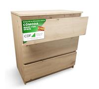 CDF Cómoda 3 Cajones Cajonera Dormitorios Comoda Moderna de Dormitorio Cómoda de Noche Armario de Almacenamiento, Mueble para Ropa - Placa laminada 16 mm Roble Artisan 40x70x75 cm