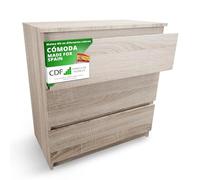 CDF Cómoda 3 Cajones Cajonera Dormitorios Comoda Moderna de Dormitorio Cómoda de Noche Armario de Almacenamiento, Mueble para Ropa - Placa laminada 16 mm Roble Sonoma 40x70x75 cm