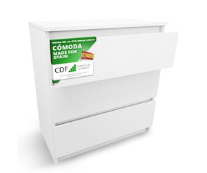CDF Cómoda 3 Cajones Cajonera Dormitorios Comoda Moderna de Dormitorio Cómoda de Noche Armario de Almacenamiento, Mueble para Ropa - Placa laminada 16 mm Blanco 40x70x75 cm