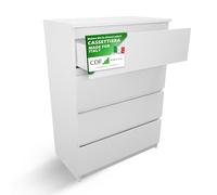 CDF Cómoda 4 Cajones Cajonera Dormitorios Comoda Moderna de Dormitorio Cómoda de Noche Armario de Almacenamiento, Mueble para Ropa - Placa laminada 16 mm Blanco 40x70x97 cm