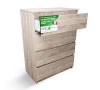 CDF Cómoda 4 Cajones Cajonera Dormitorios Comoda Moderna de Dormitorio Cómoda de Noche Armario de Almacenamiento, Mueble para Ropa - Placa laminada 16 mm Roble Sonoma 40x70x97 cm