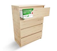 CDF Cómoda 4 Cajones Cajonera Dormitorios Comoda Moderna de Dormitorio Cómoda de Noche Armario de Almacenamiento, Mueble para Ropa - Placa laminada 16 mm Roble Artisan 40x70x97 cm