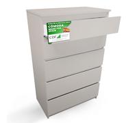 CDF Cómoda 5 Cajones Cajonera Dormitorios Comoda Moderna de Dormitorio Sinfonier Cómoda de Noche Armario de Almacenamiento, Mueble para Ropa - Placa laminada 16 mm Cachemira 40x70x109,5 cm