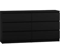 CDF Cómoda 6 Cajones Cajonera Dormitorios Comoda Moderna de Dormitorio Sinfonier Cómoda de Noche Armario de Almacenamiento, Mueble para Ropa - Placa laminada 16 mm Negro 40x138x75 cm