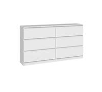 CDF Cómoda 6 Cajones Cajonera Dormitorios Comoda Moderna de Dormitorio Sinfonier Cómoda de Noche Armario de Almacenamiento, Mueble para Ropa - Placa laminada 16 mm Blanco 40x138x75 cm