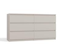 CDF Cómoda 6 Cajones Cajonera Dormitorios Comoda Moderna de Dormitorio Sinfonier Cómoda de Noche Armario de Almacenamiento, Mueble para Ropa - Placa laminada 16 mm Cachemira 40x138x75 cm