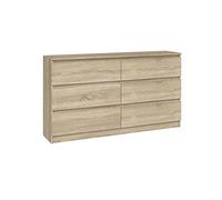 CDF Cómoda 6 Cajones Cajonera Dormitorios Comoda Moderna de Dormitorio Sinfonier Cómoda de Noche Armario de Almacenamiento, Mueble para Ropa - Placa laminada 16 mm Roble Sonoma 40x138x75 cm