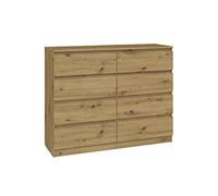 CDF Cómoda 8 Cajones Cajonera Dormitorios Comoda Moderna de Dormitorio Sinfonier Cómoda de Noche Armario de Almacenamiento, Mueble para Ropa - Placa laminada 16 mm Roble Artisan 30x120x75 cm