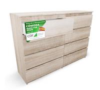 CDF Cómoda 8 Cajones Cajonera Dormitorios Comoda Moderna de Dormitorio Sinfonier Cómoda de Noche Armario de Almacenamiento, Mueble para Ropa - Placa laminada 16 mm Roble Sonoma 40x138x75 cm