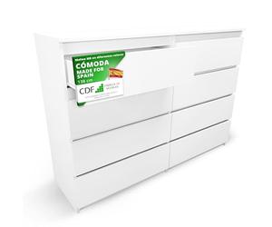 CDF Cómoda 8 Cajones Cajonera Dormitorios Comoda Moderna de Dormitorio Sinfonier Cómoda de Noche Armario de Almacenamiento, Mueble para Ropa - Placa laminada 16 mm Blanco 40x138x75 cm
