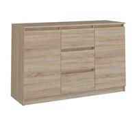 CDF Cómoda Baja con 2 Puertas y 3 Cajones Mueble Buffet Bajo para Salón y Dormitorio Mueble Multiusos Moderno 120 x 40 x 75 cm - Roble Sonoma