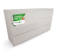 CDF Cómoda Cachemira 6 Cajones sin Tiradores 138x75x40 cm para Dormitorio | tablero laminado de 16 mm, bordes ABS, guías de rodillos, cajonera para salón y oficina, espacio para ropa