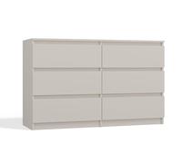 CDF Cómoda Malwa M6 120 | Color: Cachemira (beige) | Armario para documentos, objetos pequeños | Ideal para salón, dormitorio, habitación de los niños, habitación juvenil y oficina | 6 cajones