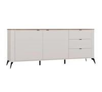 CDF Cómoda Cordoba Elegante 2D3S 183cm Ancho 2Puertas 3Cajones Cierre Suave Gris Roble Design Escandinavo Almacenaje Generoso Práctico Dormitorio Salón Oficina Niños Moderno