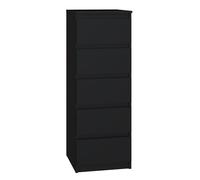 CDF Cómoda de color negro con 5 cajones, estrecho, 40 x 45 x 111 H, salón, dormitorio, pasillo, aparador, mucho espacio de almacenamiento, aparador, aparador, aparador, aparador, aparador, aparador
