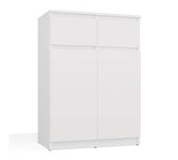 CDF Cómoda Dormitorio, Armario Alto, aparador, Zapatero, cómoda Amplia para salón, Dormitorio, Oficina, Armario Alto con cajones Profundos - 2DD2S Blanco