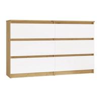 CDF Cómoda Malwa M6 120 | Color: roble Artisan - blanco | armario para documentos, objetos pequeños | ideal para salón, dormitorio, habitación de los niños, habitación juvenil y oficina | 6 cajones