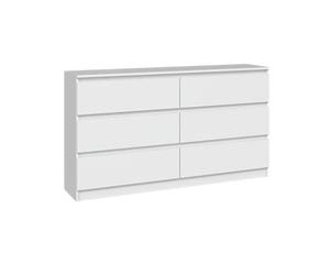 CDF Cómoda Malwa M6 140 | Color: blanco | Armario para documentos, objetos pequeños | Perfecto para salón, dormitorio, habitación de niños, adolescentes y oficina | 6 cajones espaciosos