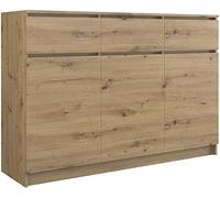 CDF Cómoda moderna 3D3S (3 puertas, 3 cajones), Mueble | Color: roble Artisan | Archivador para objetos pequeños | Ideal para sala de estar, dormitorio, habitación de los niños y la oficina | Estantes
