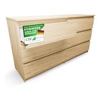 CDF Cómoda - Roble Artisan - 6 cajones - Fondo 40 cm - Ancho 138 cm - para salón y Dormitorio - Estilo Moderno