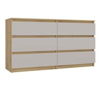 CDF Cómoda - Roble Artisan/Kashmir - 6 cajones - Fondo 40 cm - Ancho 138 cm - para salón y Dormitorio - Gran Capacidad