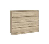CDF Cómoda - Roble Sonoma - 8 cajones - Fondo 40 cm - Ancho 120 cm - para salón y Dormitorio - Gran Capacidad Moderna