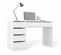 CDF Escritorio ARTO Blanco Mate 120x55x76,5 cm con 5 cajones Mesa Ordenador Oficina Home Office habitación Juvenil Moderno Tablero aglomerado Laminado 16 mm Espacio Orden práctico para casa