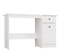 CDF Escritorio Chester 120 Blanco con cajón y Armario, Escritorio para Ordenador para Trabajar y estudiar, Escritorio Moderno para Oficina y habitación