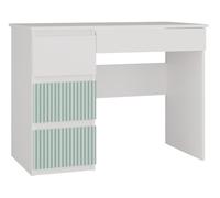 CDF Escritorio Mijas Izquierdo, color: blanco/verde menta, 4 cajones, ideal para oficina, estudio, habitación infantil y juvenil, escritorio funcional para ordenador, portátil, fácil montaje