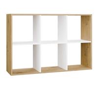 CDF Estantería con 6 compartimentos abiertos - Estantería de almacenamiento para salón, dormitorio, pasillo, habitación de los niños, para decoración, juguetes, documentos, diseño moderno, roble