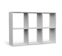 CDF Estantería de Libros 6 Compartimentos Abierta Blanca 30x110x75 cm | Formato 2x3, tablero laminado por ambos lados de 16 mm, para salón oficina y dormitorio infantil, montaje con accesorios