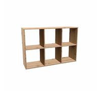 CDF Estantería de pie, estantería con cubos, 2 x 3 compartimentos, moderna estantería de oficina, archivador, almacenamiento, aparador, salón, 110 x 75 x 30 cm, roble Artisan