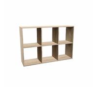 CDF Estantería de pie, estantería con cubos, 2 x 3 compartimentos, moderna estantería de oficina, estantería para archivos, aparador, habitación infantil, salón, 110 x 75 x 30 cm, roble Sonoma
