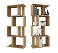 CDF Estantería Librería de Pie Estante Moderno para Salón Oficina Estructura Modular 4 Niveles Divisor de Ambientes 59,5 x 30 x 140 cm - Roble Artisan