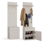 CDF Perchero - Armario zapatero con perchero - Color: Cachemira (beige) - Un cajón para objetos pequeños - Perchero - Ideal para un vestíbulo, pasillo, estudio, oficina - 5 ganchos