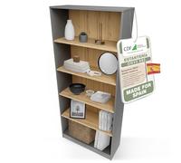 CDF Librería Estantería Abierta con Niveles Mueble para Oficina Sala de Estar Habitacion y Estudio Juvenil Comedor Dormitorio Estrecha Documentos Decoración Vertical - Roble Artisan 80cm