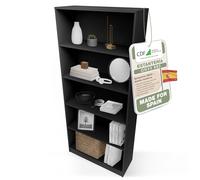 CDF Librería Estantería Abierta con Niveles Mueble para Oficina Sala de Estar Habitacion y Estudio Juvenil Comedor Dormitorio Estrecha Documentos Decoración Moderna Vertical -Negro 80 cm