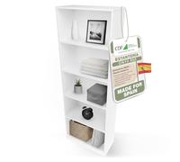 CDF Librería Estantería Abierta con Niveles Mueble para Oficina Sala de Estar Habitacion y Estudio Juvenil Comedor Dormitorio Estrecha Documentos Decoración Moderna Vertical -Blanco 60 cm