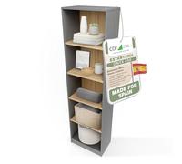 CDF Librería Estantería Abierta con Niveles Mueble para Oficina Sala de Estar Habitacion y Estudio Juvenil Comedor Dormitorio Estrecha Documentos Decoración Vertical - Antracita/Roble Artisan 50cm