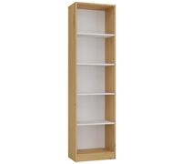 CDF Librería Estantería Abierta con Niveles Mueble para Oficina Sala de Estar Habitacion y Estudio Juvenil Comedor Dormitorio Estrecha Documentos Decoración Vertical -Roble Artisan Blanco 50cm
