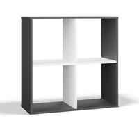 CDF MALAX 2x2 Separador de habitaciones para libros, documentos, sala de estar, oficina, habitación infantil - Malax 2 x 2, antracita/blanco, 74 x 75 x 30 cm, 4 compartimentos de almacenamiento