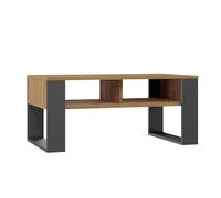 CDF Mesa de centro moderna 2P | color: antracita - roble Artisan | banco moderno para sala de estar, habitación, oficina | forma: rectángulo cuadrado | estantería para objetos pequeños, periódicos,