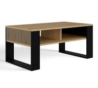 CDF Mesa de centro moderna 2P | Color: roble Artisan negro | banco moderno para salón, habitación, oficina | Forma: rectángulo cuadrado | estantería para objetos pequeños, periódicos, revistas o