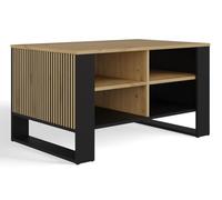 CDF Mesa de centro moderna 4P Slim | Color: roble Artisan negro | banco moderno para sala de estar, habitación, oficina | Forma: rectángulo cuadrado | estantería para objetos pequeños, periódicos,