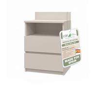 CDF Mesita de noche M1 Malwa, mesita de noche | Color: cachemir (beige) | ideal para dormitorio, habitación de los niños, adolescentes | fácil montaje | dos cajones espaciosos | cajones sin mango