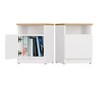 CDF Mesita de noche con estante de 1 puerta cómoda con espacio de almacenamiento abierto - Muebles auxiliares para sala de estar, dormitorio, oficina o pasillo, roble artístico y blanco 30 cm