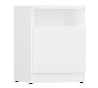 CDF Mesita de noche con estante de 1 puerta cómoda con espacio de almacenamiento abierto - Muebles auxiliares para sala de estar, dormitorio, oficina o pasillo - blanco 30 cm