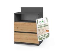 CDF Mesita de noche M1 Malwa, mesita de noche | color: antracita - roble Artisan | ideal para dormitorio, habitación de los niños, adolescentes